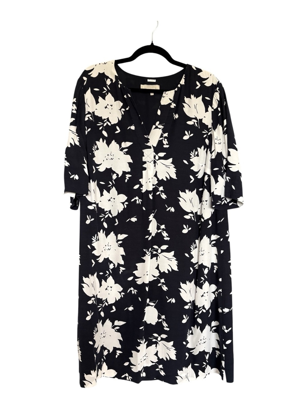 Black and White Floral Midi Dress